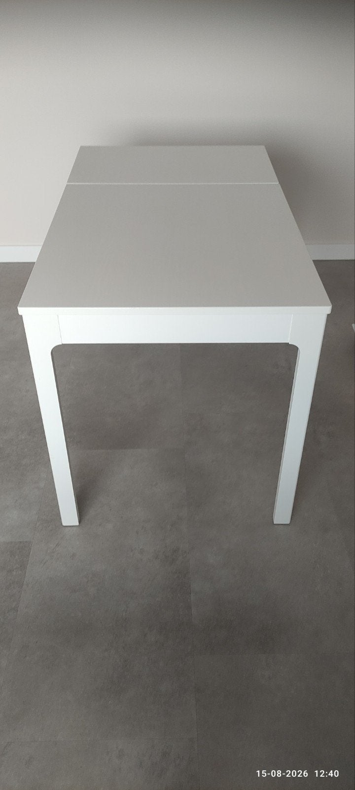 Uitschuifbare eettafel wit - Modern design, Ophalen, Gebruikt, 100 tot 150 cm, 50 tot 100 cm