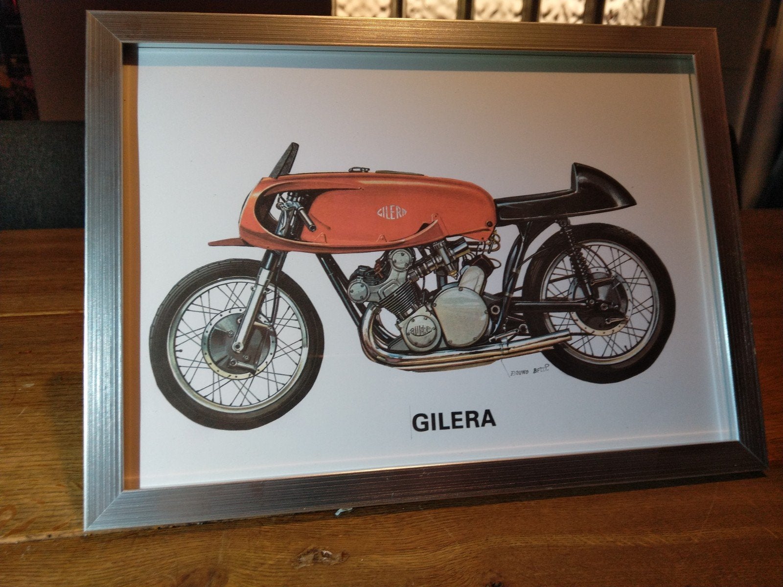 Poster Gilera 500cc 4Cylinder Racer 1953, Ophalen of Verzenden, Motoren