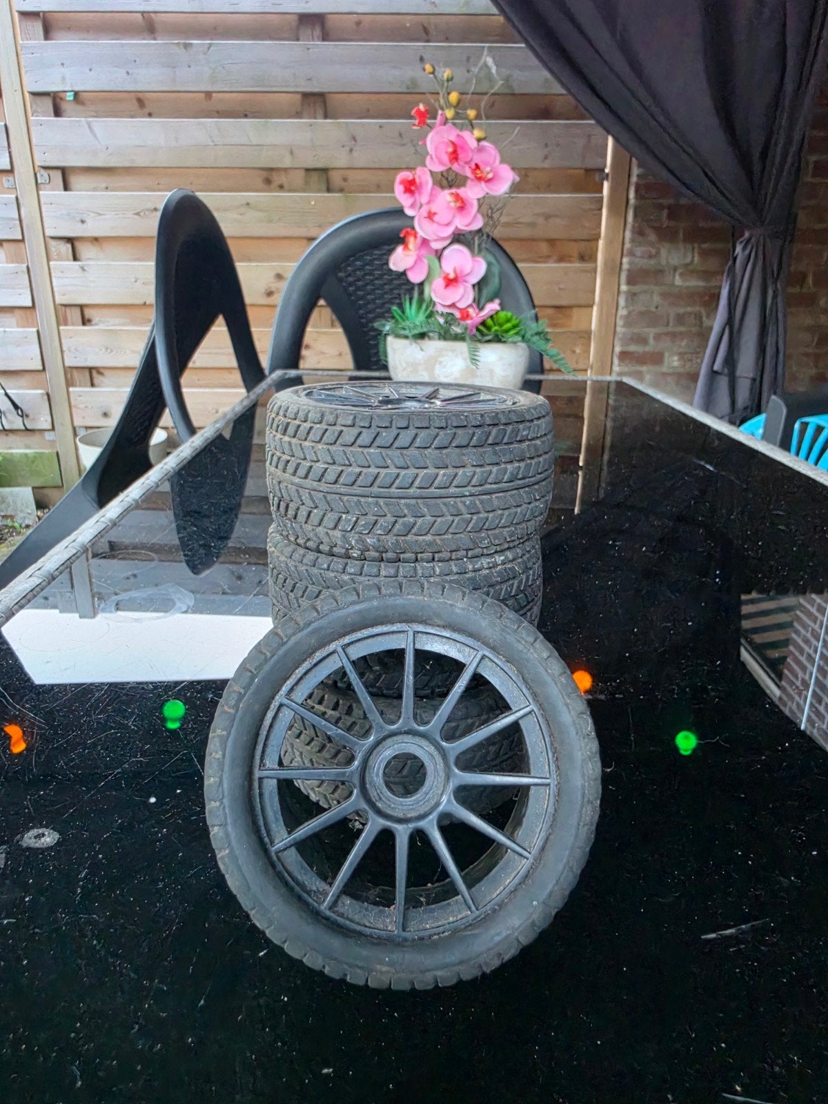 Setje banden rc, Hobby en Vrije tijd, Ophalen of Verzenden, Gebruikt, Schaal 1:8, Auto offroad