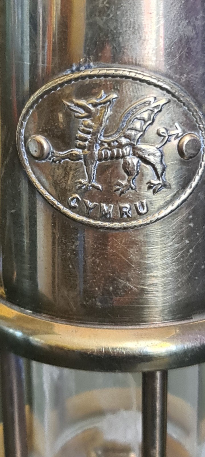 Vintage messing mijnwerkerslamp met speeldoosje - Cymru, Ophalen of Verzenden