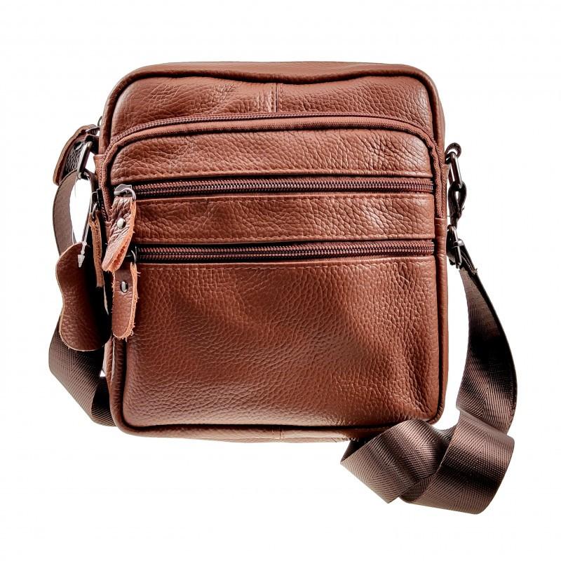 Schoudertas Unisex Tan Bruin Leer Buideltas Verstelbaar, Verzenden, Nieuw, Esde2, Leer
