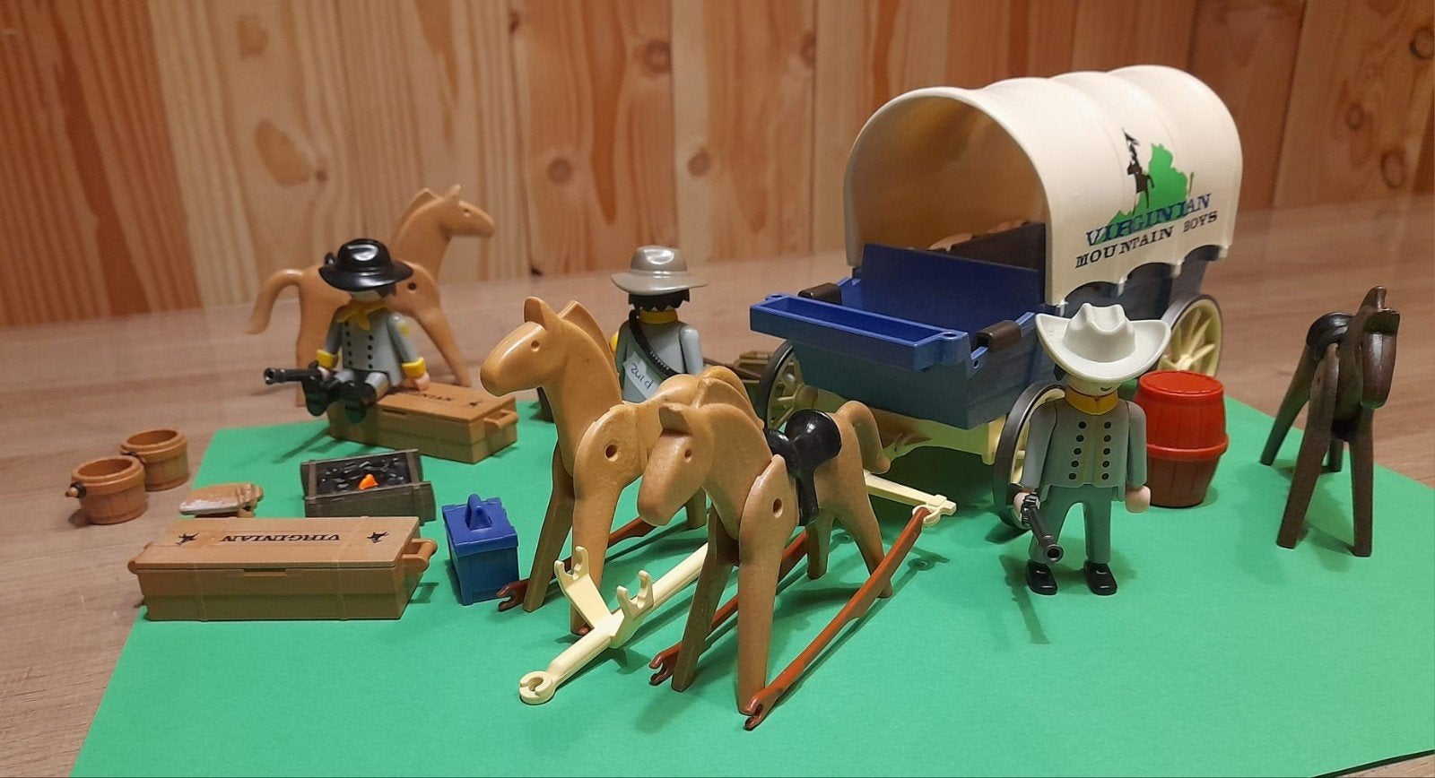 PlWestern Set 3785: Huifkar met Cowboys en Paarden, Ophalen, Gebruikt