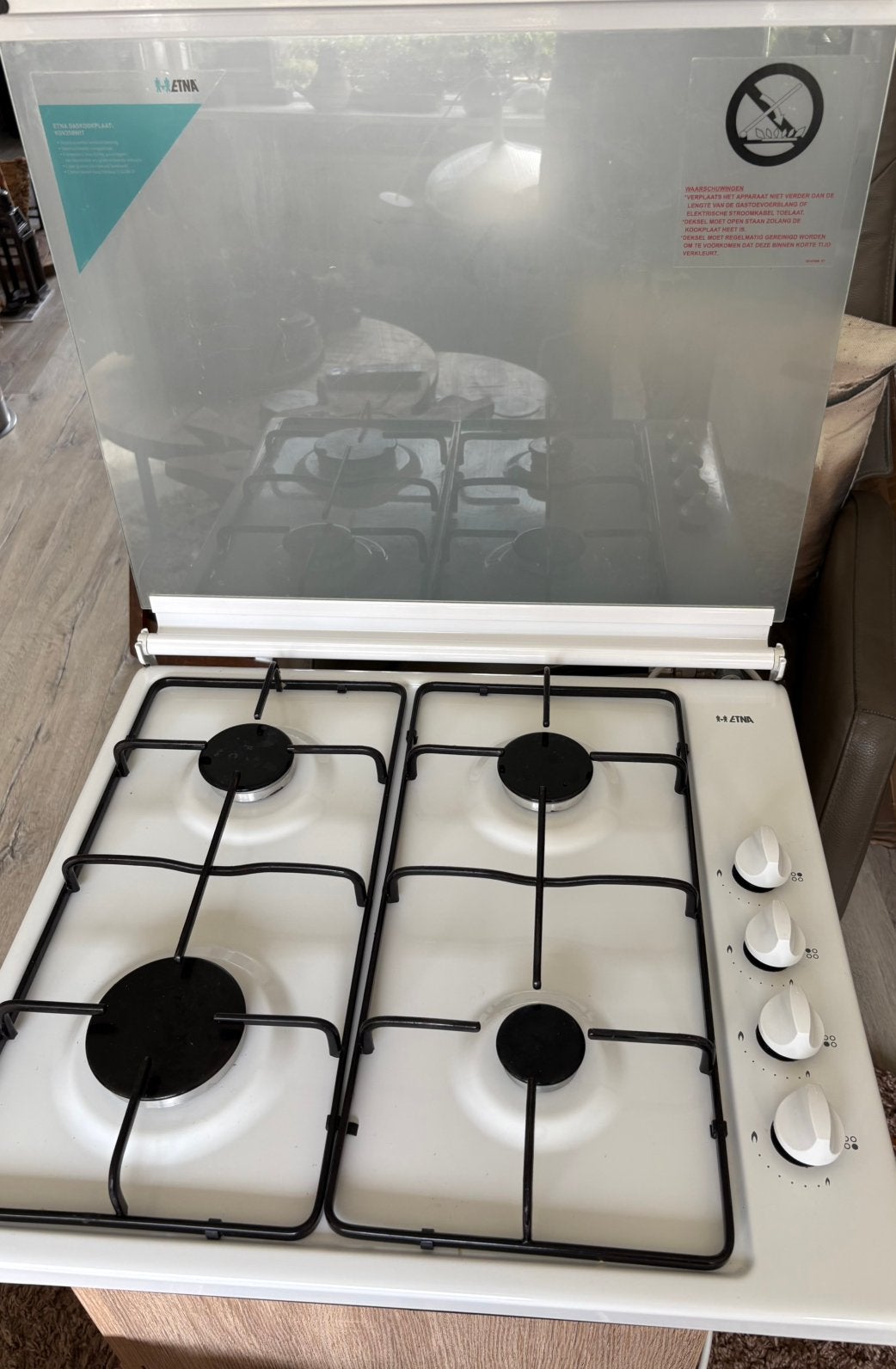Etna 4 pitter Gaskookplaat, Ophalen, 4 kookzones, Zo goed als nieuw, Gas