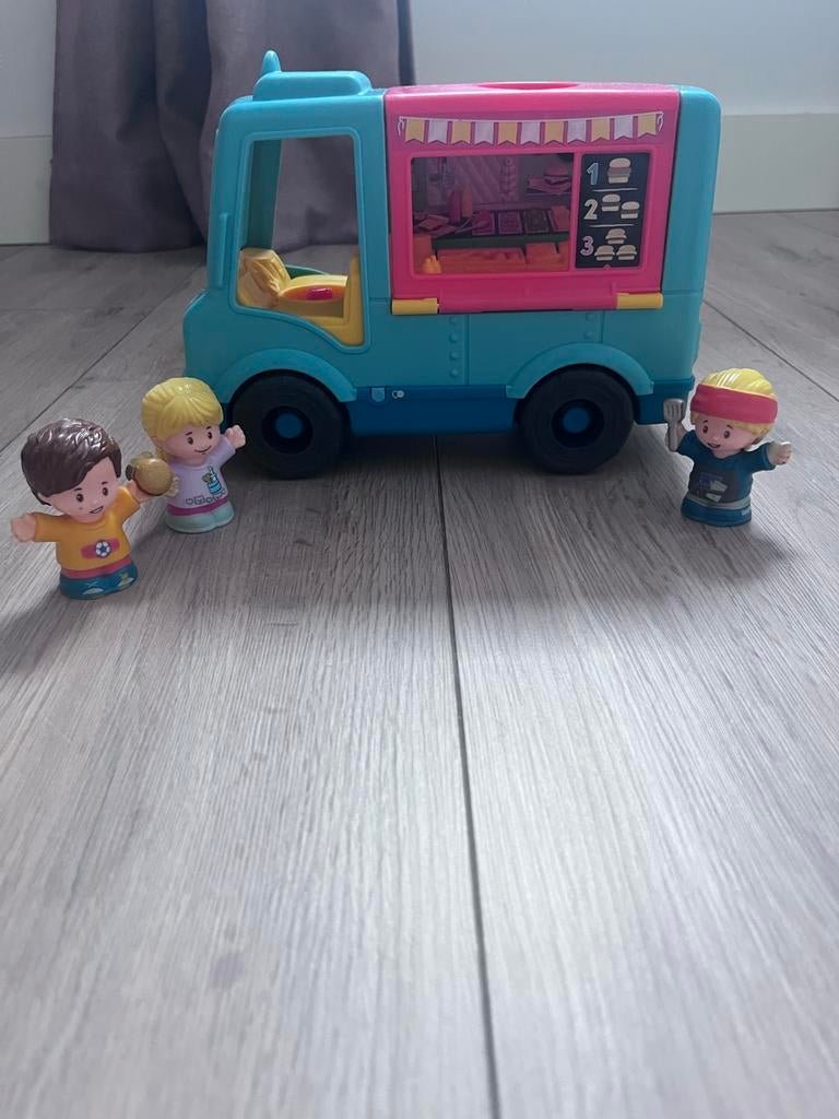 Fisher Price Hamburger Kar met poppetjes - Zo goed als nieuw, Ophalen of Verzenden, Zo goed als nieuw, Auto of Voertuig