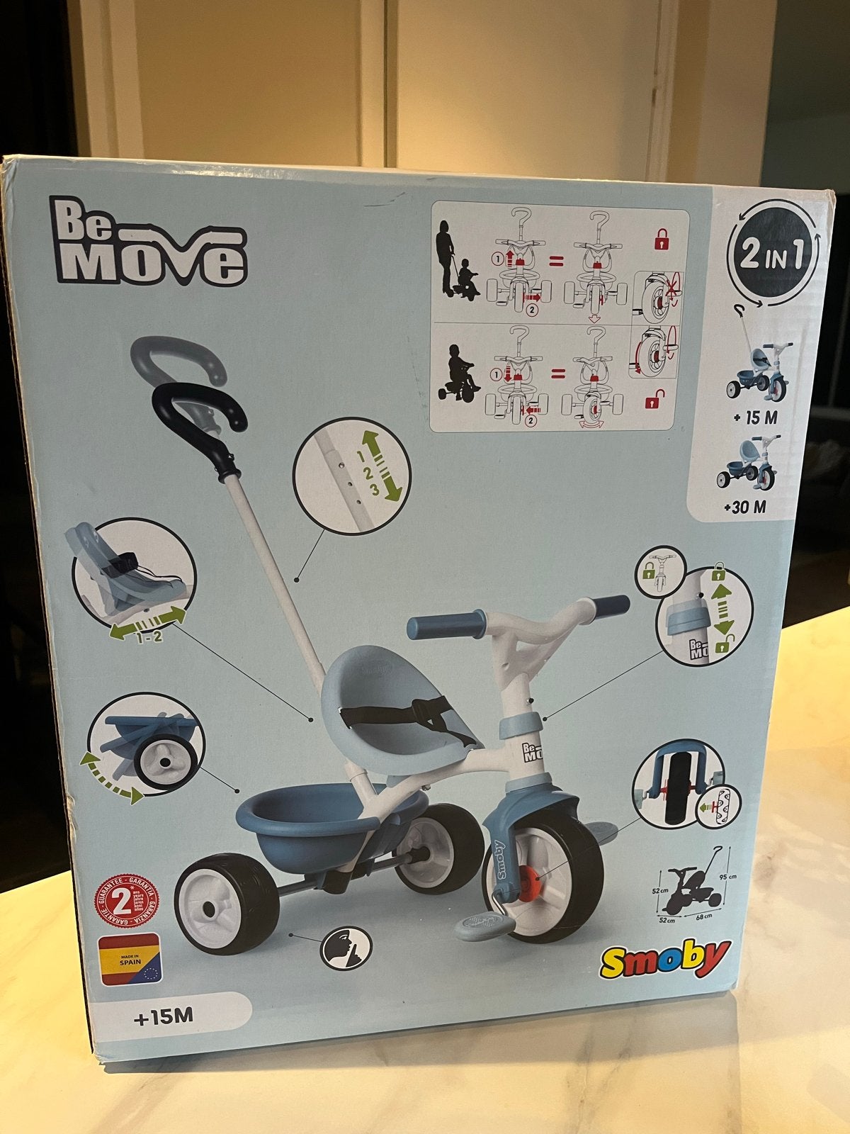 Smoby Be Move 2-in-1 Driewieler met Duwstang, Ophalen of Verzenden, Nieuw, Duwstang