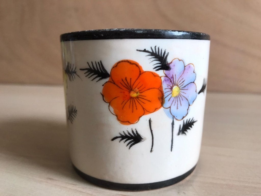 Oud KLEIN Japans Potje Viooltjes 6,5 cm Jaren 50, Ophalen of Verzenden
