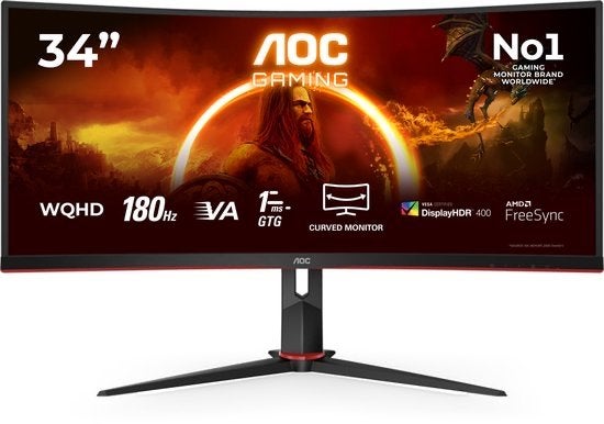 AOC CU34G2XP 34" Curved Ultrawide Gaming Monitor 180Hz