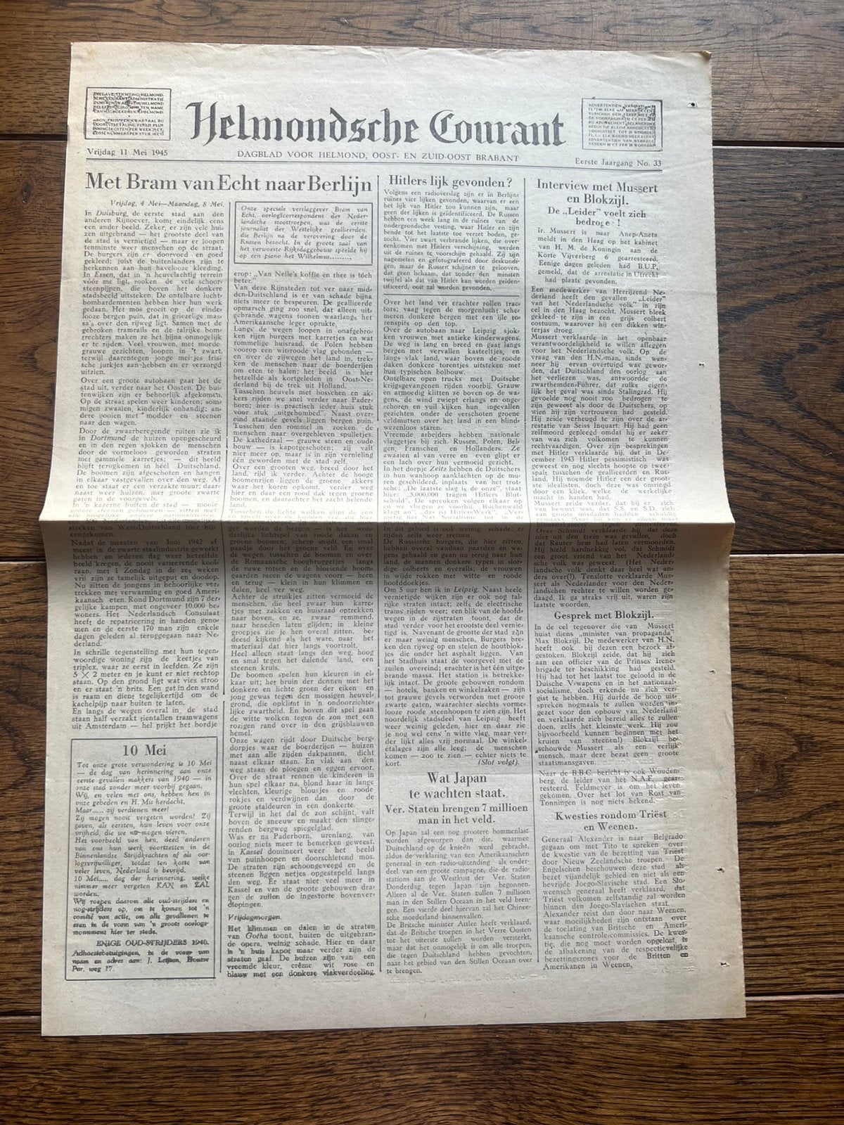WO2 Nederlands krant Helmond Stoottroepen Berlijn 1945, Verzenden, Overige soorten, Nederland, Boek of Tijdschrift
