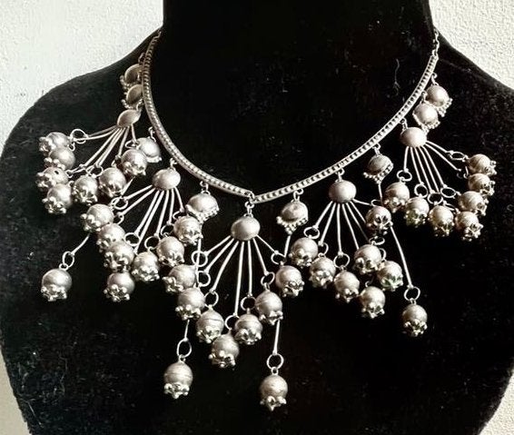 Antieke Afghaanse Zilveren Bruidsketting - Papaver Bollen, Sieraden, Tassen en Uiterlijk, Verzenden, Zilver, Ketting