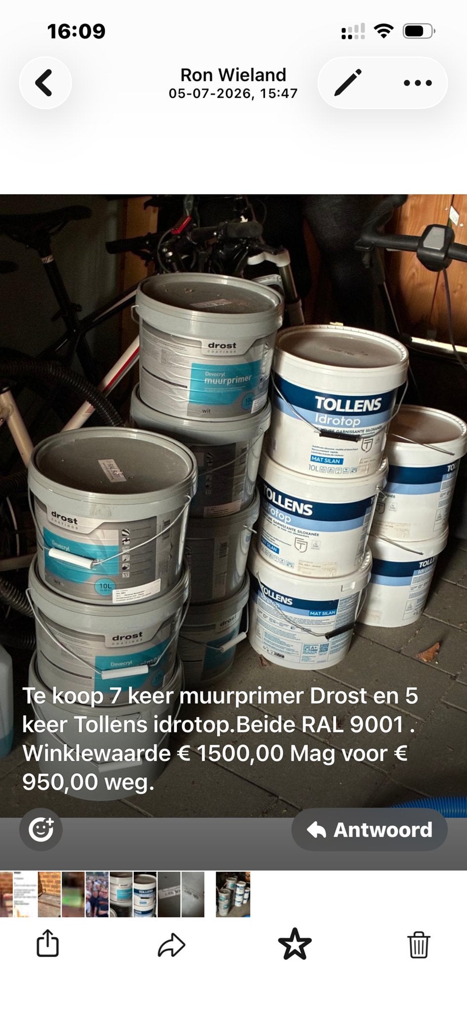 Muurprimer Drost en Tollens Idro Top Latex Verf RAL 9001, Ophalen, Nieuw, Overige typen