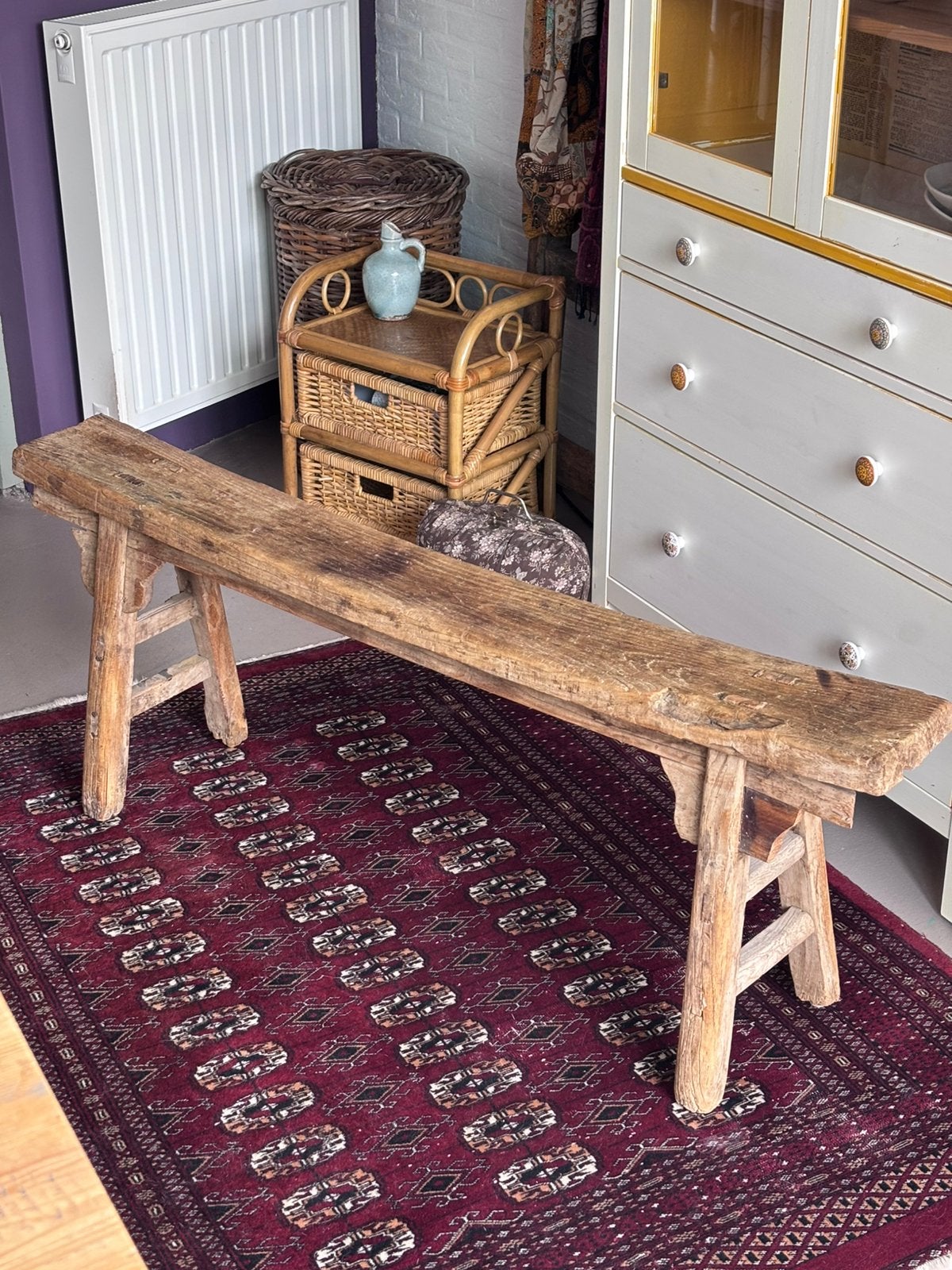 Oud vergrijsd bankje, sfeermaker in elk sober interieur, Ophalen, Zo goed als nieuw, Hout, Landelijk
