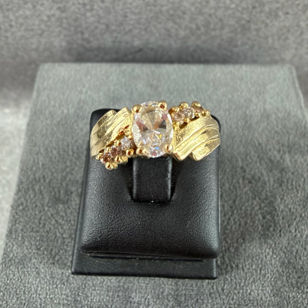 Gouden Ring | 14k | 5g | bandring fantasie | mt 18 | 416215, Gebruikt, Ophalen of Verzenden, 17 tot 18, Dame