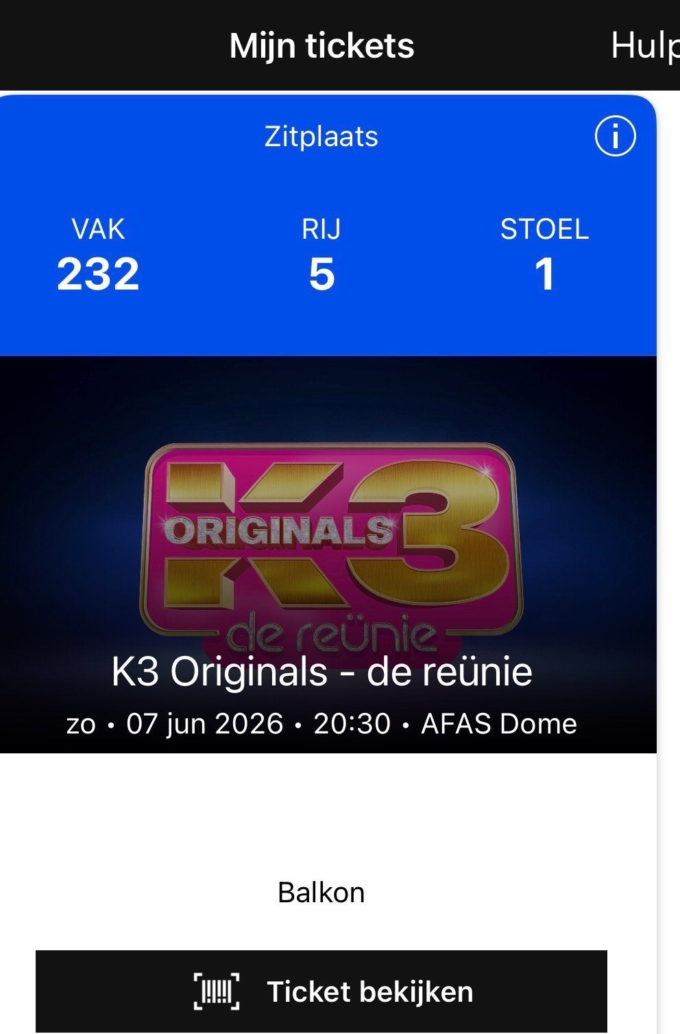 2 zitplaatsen K3 Originals 7 juni - laatste show, Twee personen, Juni