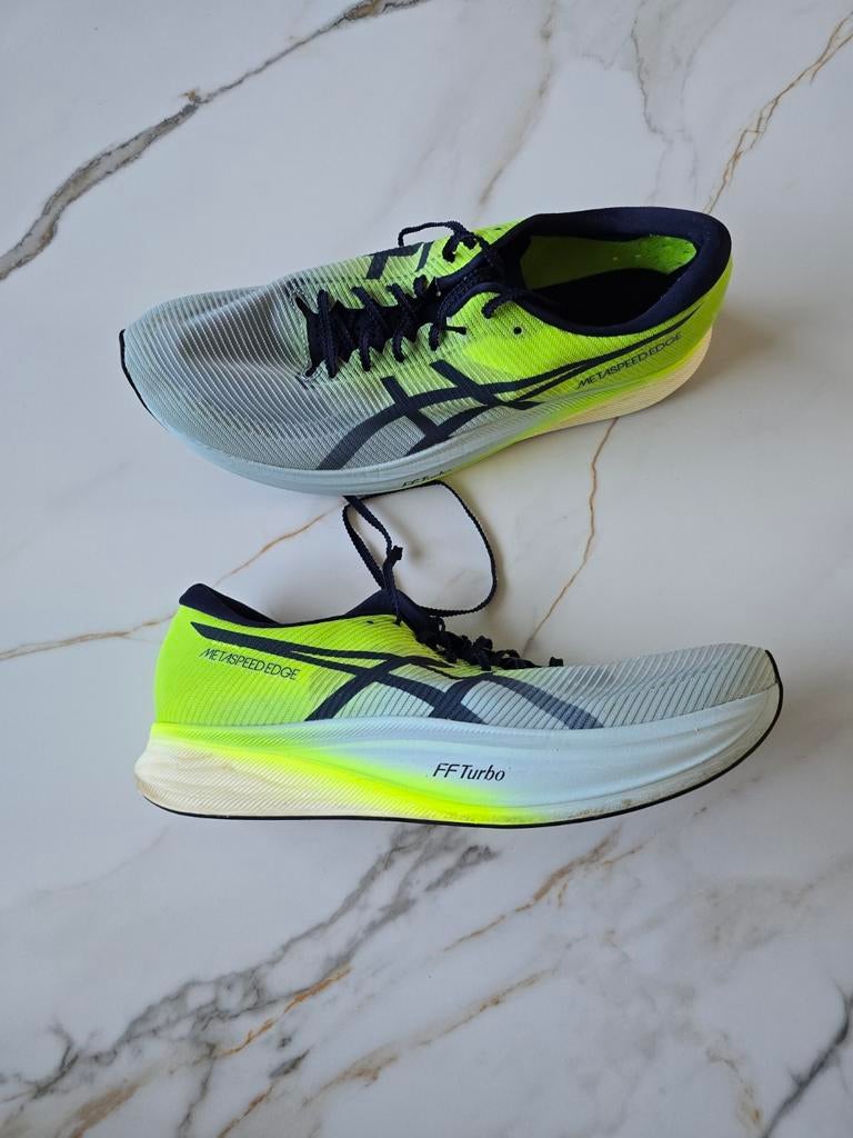 ASICS Metaspeed Edge FF Turbo - Zo goed als nieuw, maat 47, Sport en Fitness, Loopsport en Atletiek, Ophalen of Verzenden