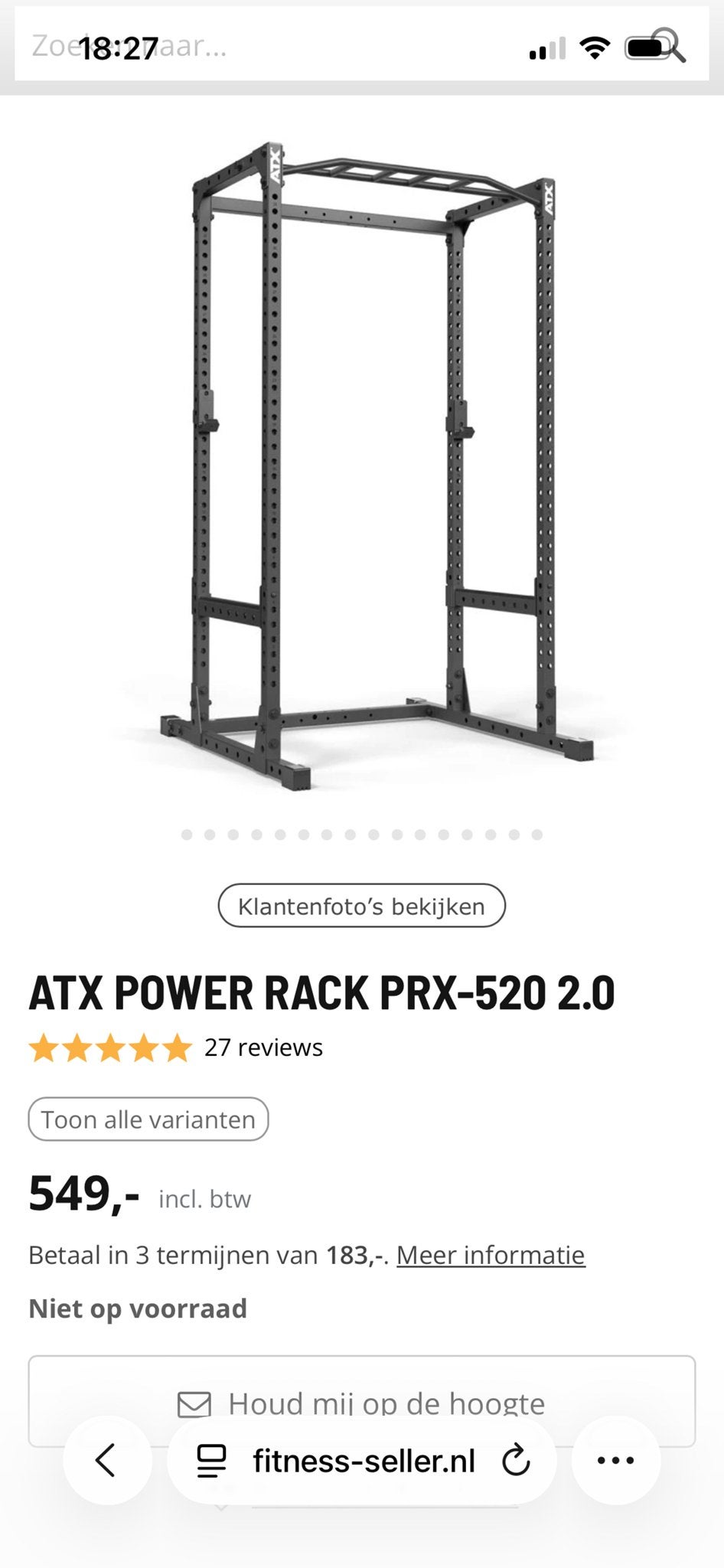 ATX Power Rack PRX-520 2.0, Ophalen, Krachtstation, Armen, Zo goed als nieuw