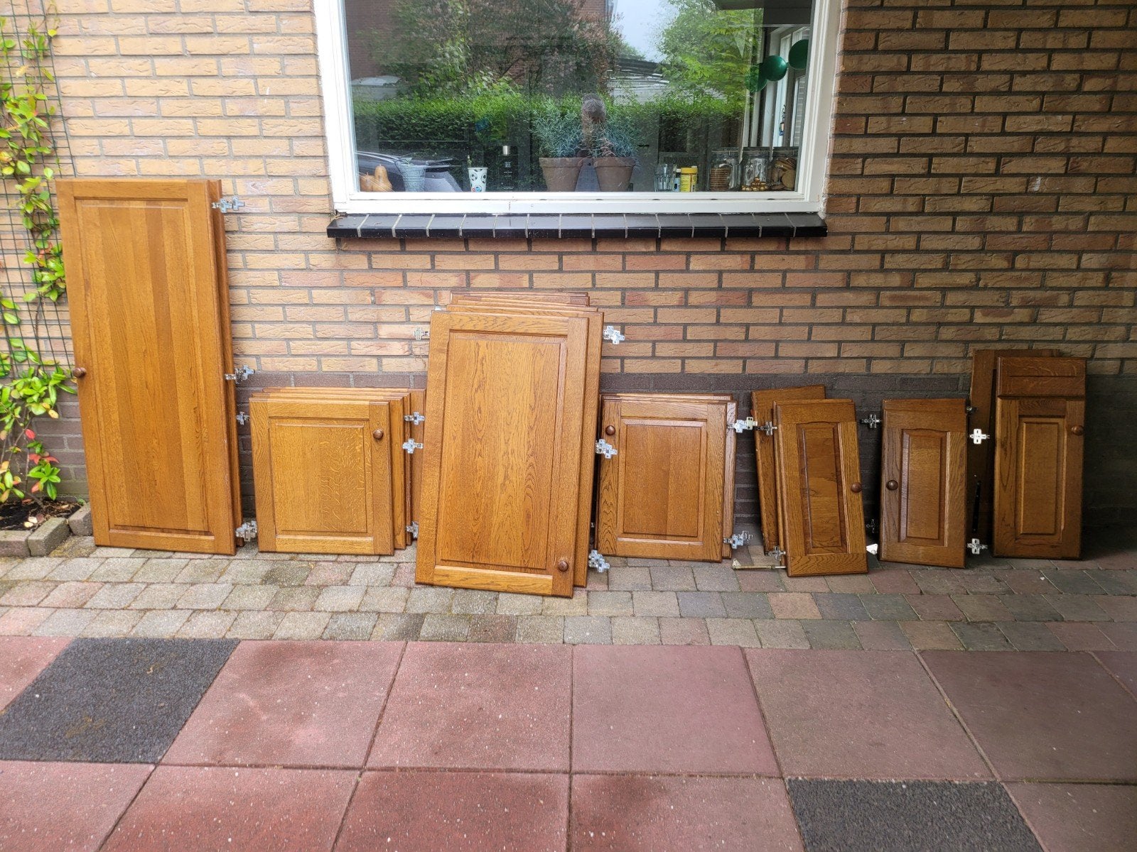 Partij eikenhouten keukenkastdeurtjes 17 stuks, Huis en Inrichting, Keuken | Keukenelementen, Ophalen, Minder dan 50 cm, Gebruikt