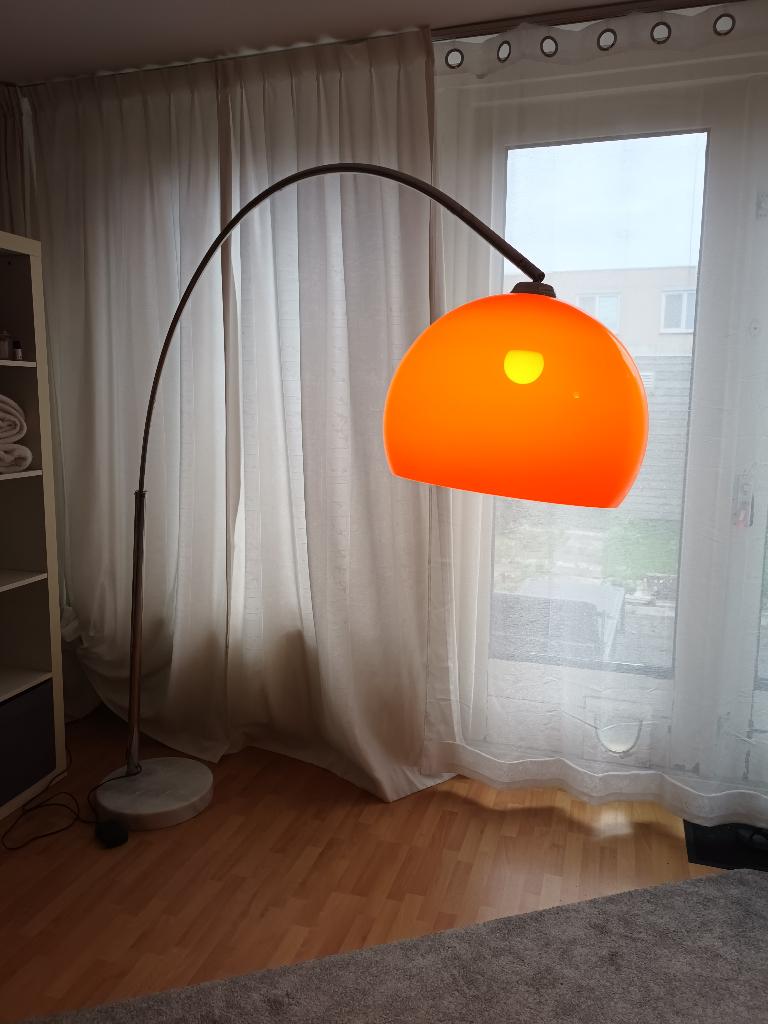 Moderne Booglamp Oranje, Huis en Inrichting, Lampen | Vloerlampen, Ophalen, Zo goed als nieuw, Modern, Metaal