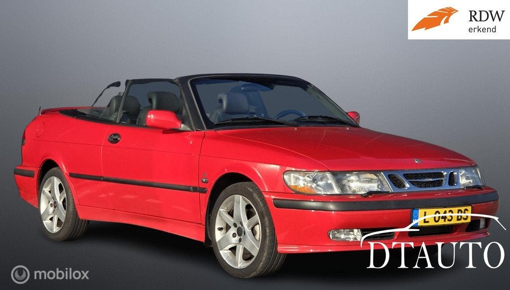Saab 9-3 Cabrio 2.0 SE Turbo Vol opties in zeer nette staat!, Gebruikt, Zwart, Cabriolet, 4 stoelen
