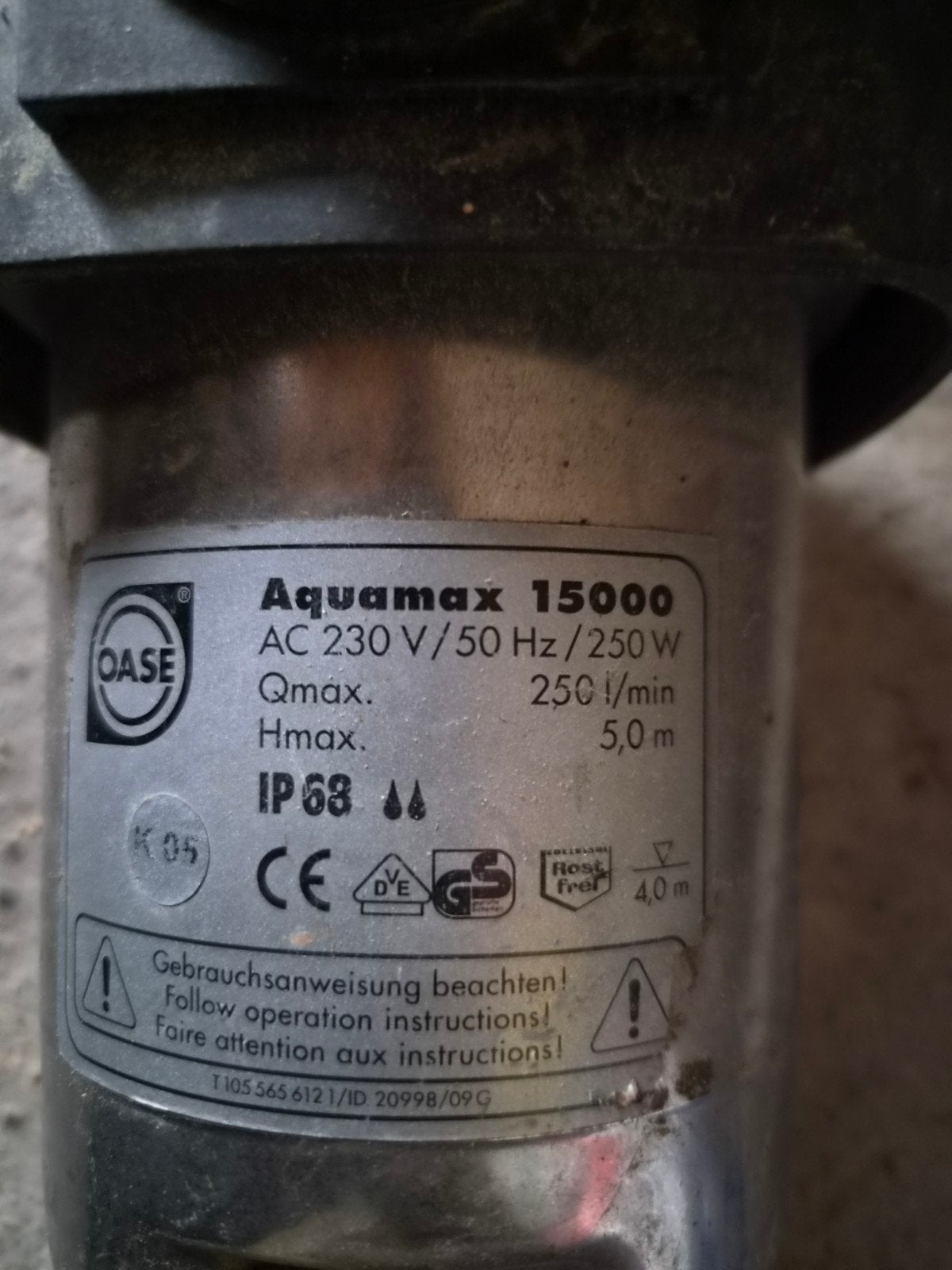 Oase Aquamax 15000 vijverpomp - Gebruikt, Ophalen of Verzenden, Gebruikt, Vijverpomp