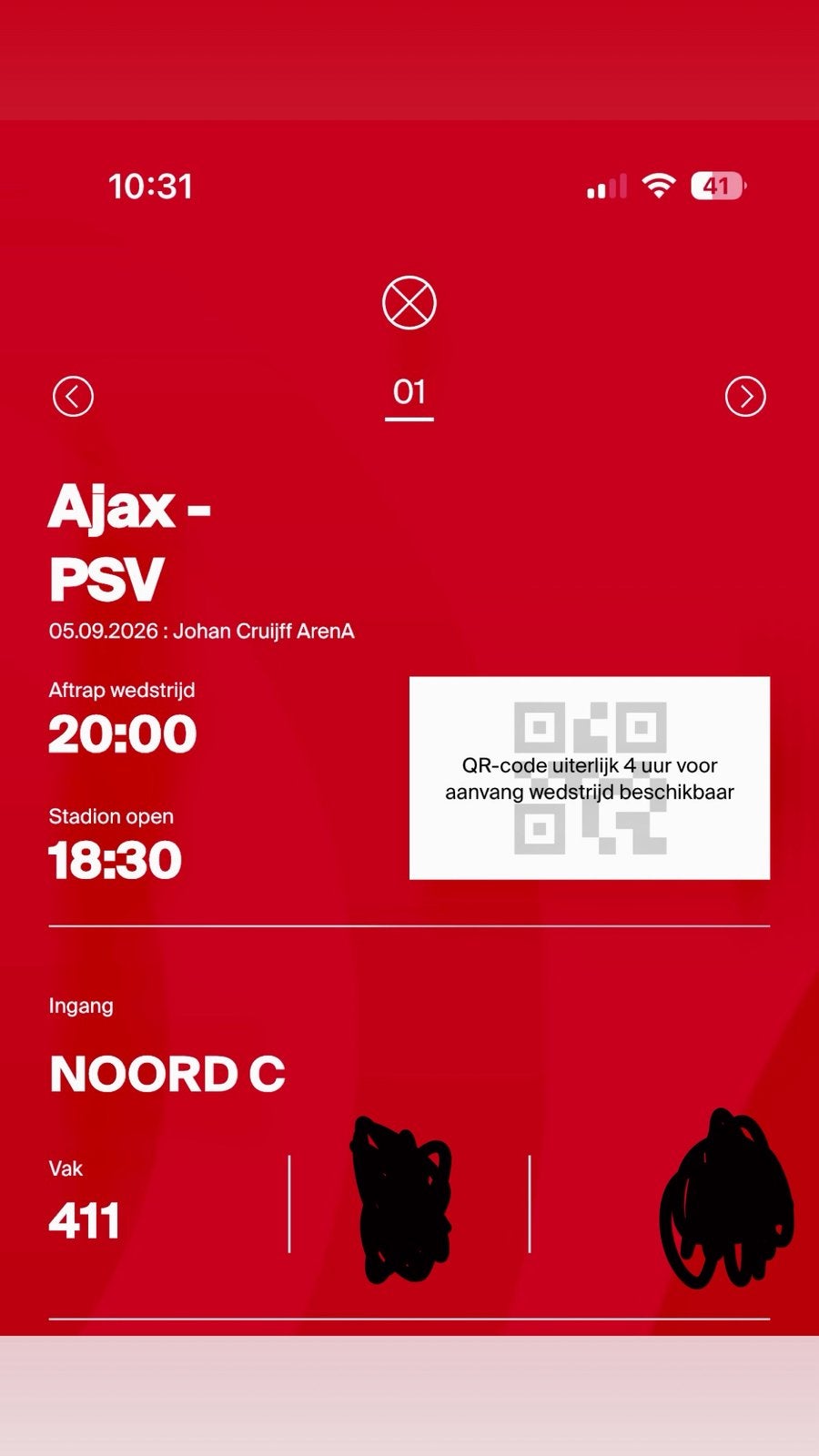 Ticket Ajax-psv, Eén persoon, November