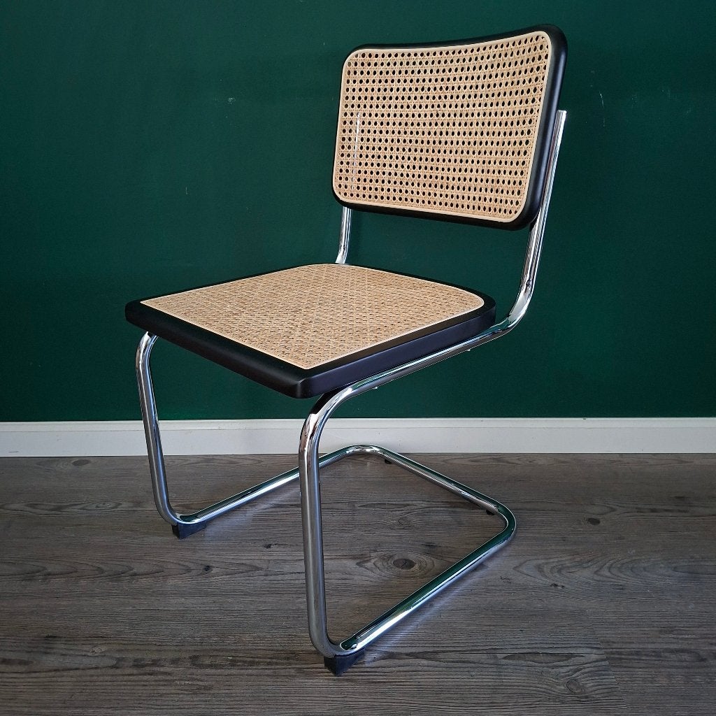 12x Thonet stijl Cesca Breuer buisframe stoel rotan webbing