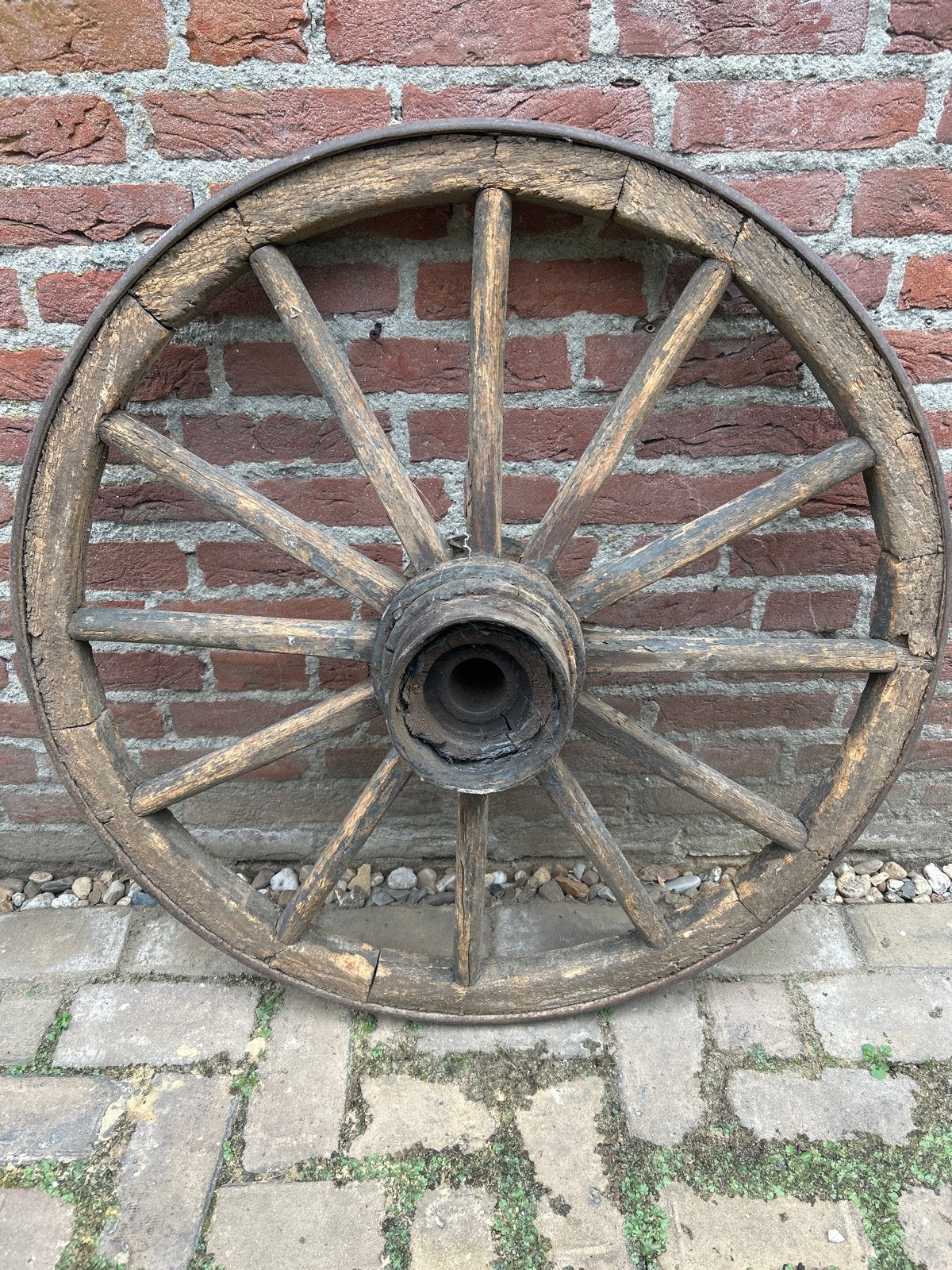 Antiek houten wagenwiel - 90cm diameter, Antiek en Kunst, Antiek | Overige Antiek, Ophalen