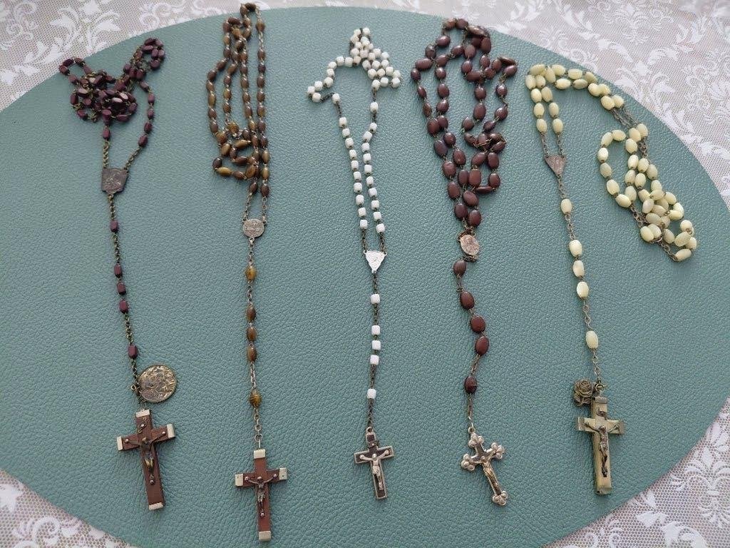 5 gemerkte rozenkransen, Ophalen of Verzenden, Gebruikt, Sieraad, Christendom | Katholiek