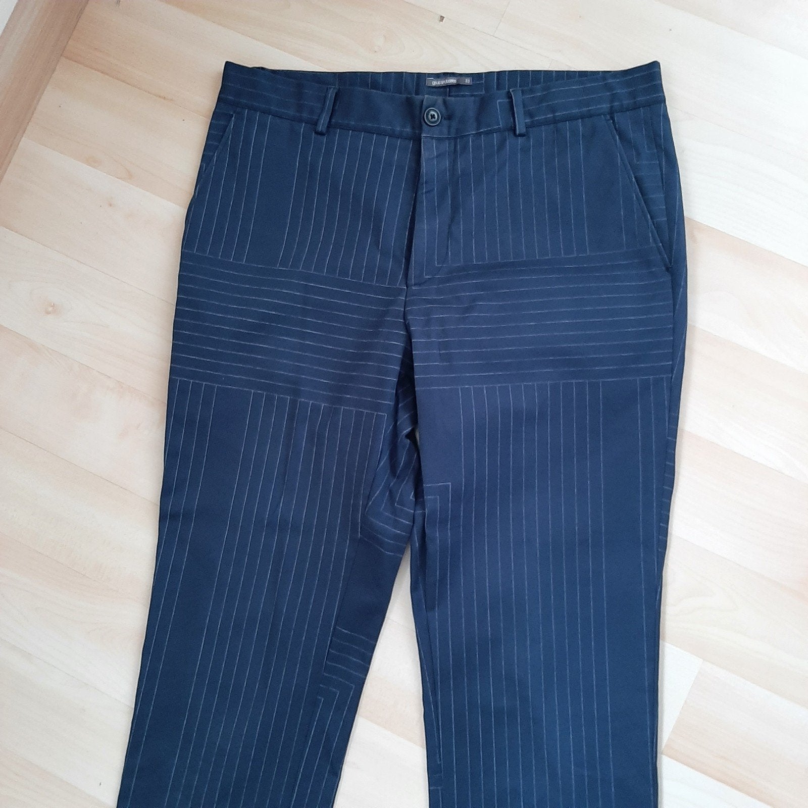 nette pantalon Gsus maat 33. donkerblauw krijtstreep, Ophalen of Verzenden, Zo goed als nieuw, Blauw