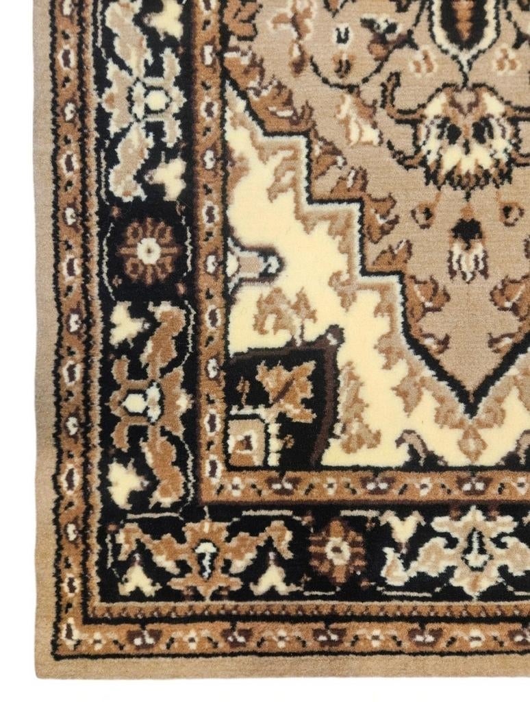 Vintage oosters Heriz vloerkleed medallion beige 74x135cm, 100 tot 150 cm, Zo goed als nieuw, Klassiek, Oriëntaals, Onbekend