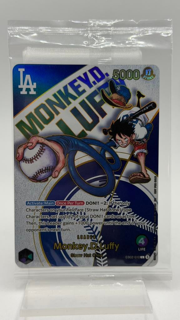 One Piece | Luffy LA DODGERS promo | Sealed, Ophalen of Verzenden, Zo goed als nieuw, Losse kaart, Foil