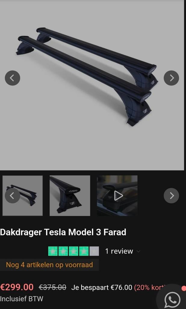 Dakkoffer Tesla Model 3 Farad, Ophalen, Zo goed als nieuw