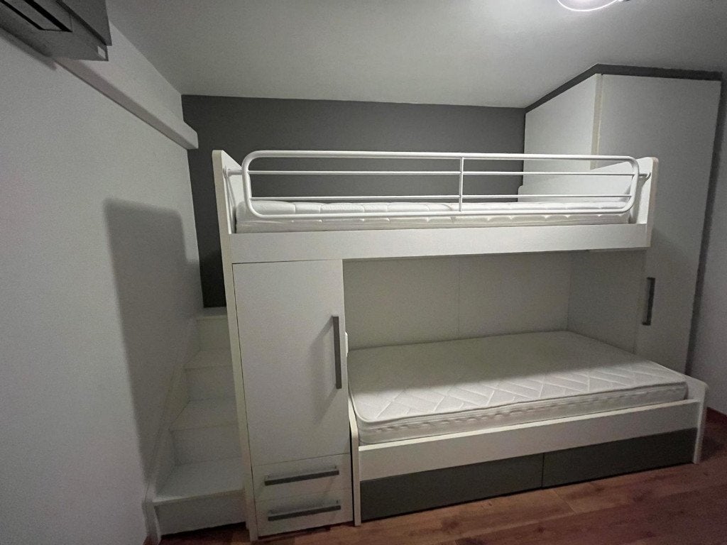 Volledige jeugdkamerhoogslaper + extra bed + zwevend bureau, Ophalen, Gebruikt, 90 cm, Tweepersoons