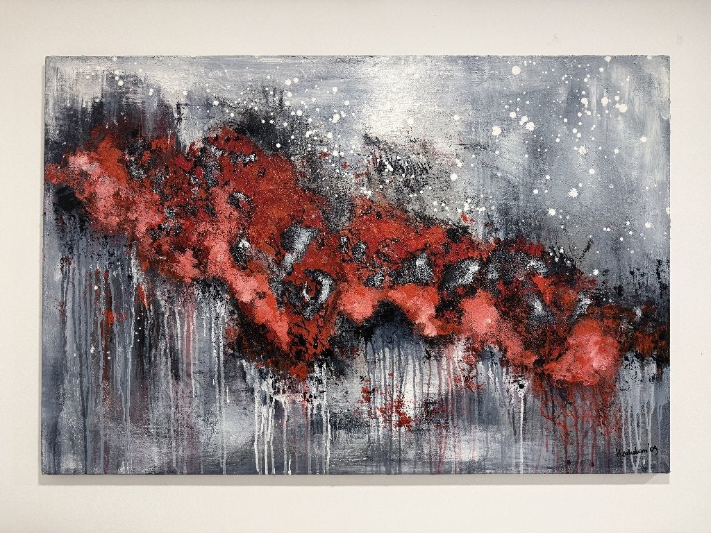 Heukelom - 120x80 schilderij - Abstracte compositie – 2009, Antiek en Kunst, Ophalen