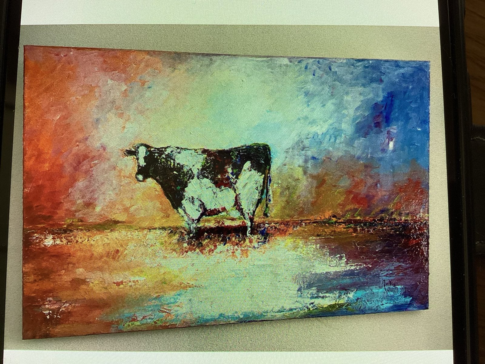 Acryl schilderij van een koe op canvas, Ophalen, Acrylverf, Handgeschilderd, Dieren