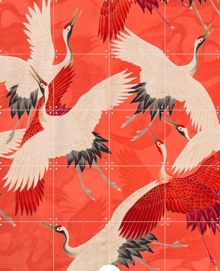 IXXI Rijksmuseum Kimono met kraanvogels rood 100x80, Huis en Inrichting, Woonaccessoires | Wanddecoraties, Oosters, Rood, Ophalen of Verzenden