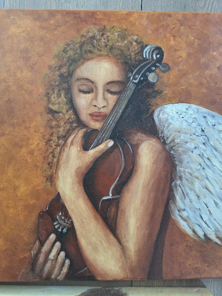 Schilderij engel met viol op doek, Ophalen, Klassiek