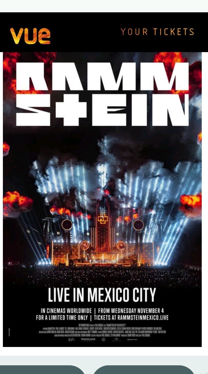 2 bioscoopkaartjes Rammstein in Vue Amersfoort 7 nov 15.oo u, Tickets en Kaartjes, Twee personen, Overige typen