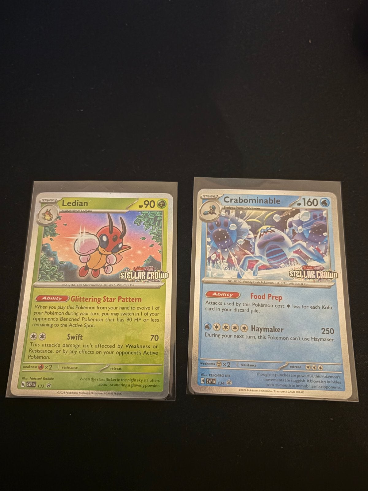 Pokémon kaarten: Ledian en Crabominable (Stellar Crown), Ophalen, Zo goed als nieuw, Meerdere kaarten