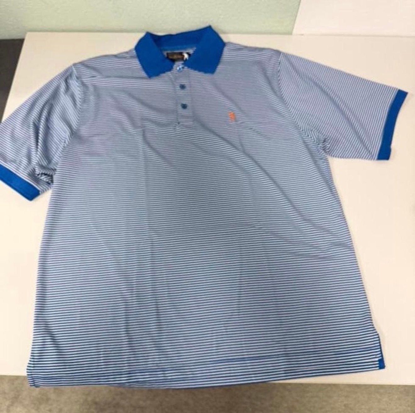 Nieuw Severiano Ballesteros golf polo shirt XL blauw striped, Blauw, Ophalen of Verzenden, H, H