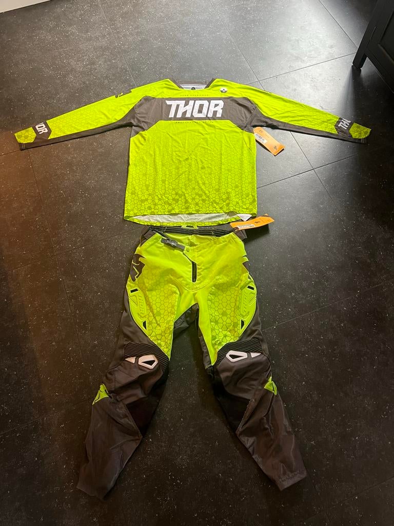 Thor lime Motocross Kleding Set Shirt en Broek cross nieuw, Ophalen of Verzenden, Nieuw met kaartje, Heren, Motorcrosskleding