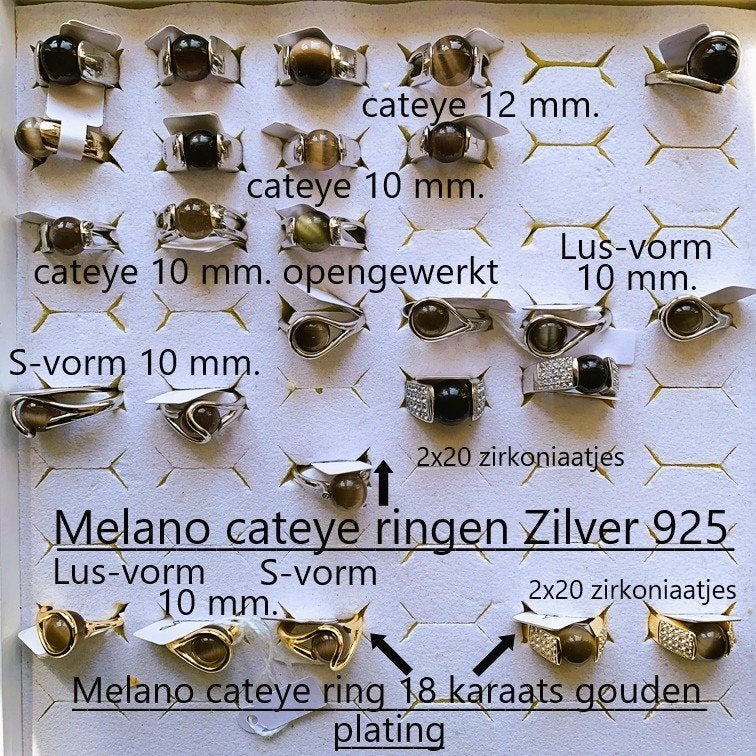 NIEUW:Melano Cateye Ringen in Zilver en Verguld en balletjes, Sieraden, Tassen en Uiterlijk, Ringen, Nieuw, Ophalen of Verzenden