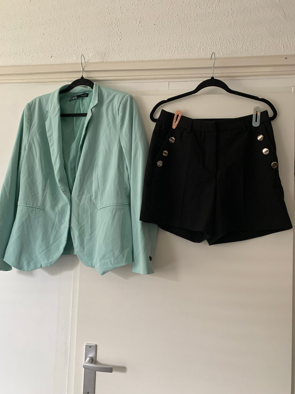 Zomerse set: Zara blazer en broekje maat 40, Ophalen of Verzenden, Gedragen, Maat 38/40 (M), Groen