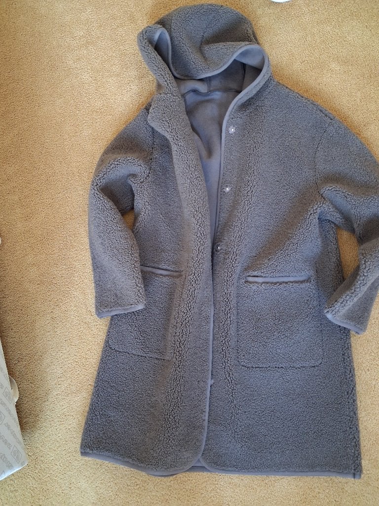 Winterjas tweezijdig te dragen, teddy en suede kant., Ophalen, Bruin, Nieuw, Maat 42/44 (L)