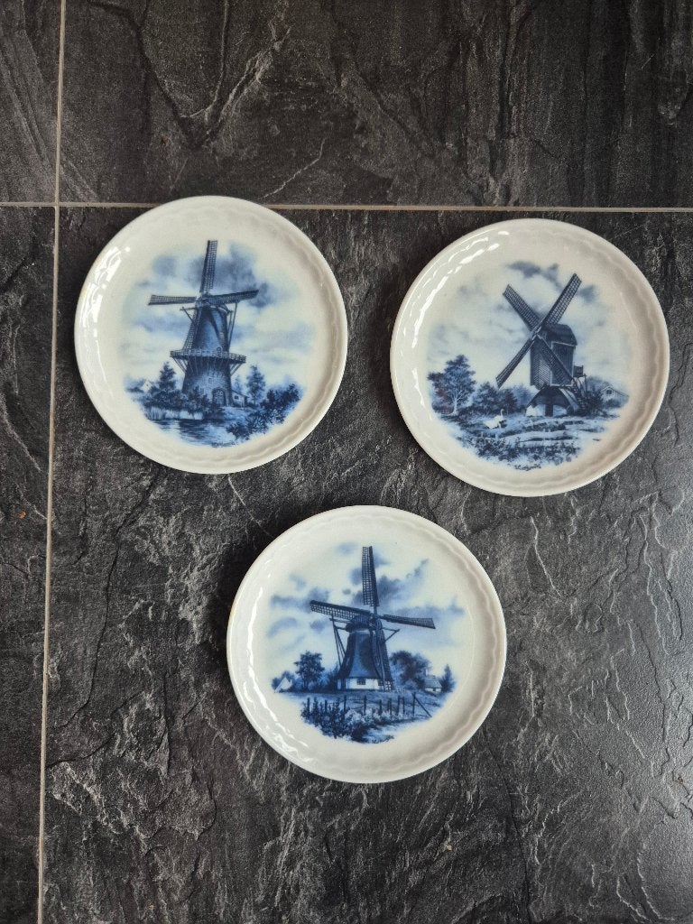 3 Mooie delfts blauwe wandbordjes, Ophalen of Verzenden