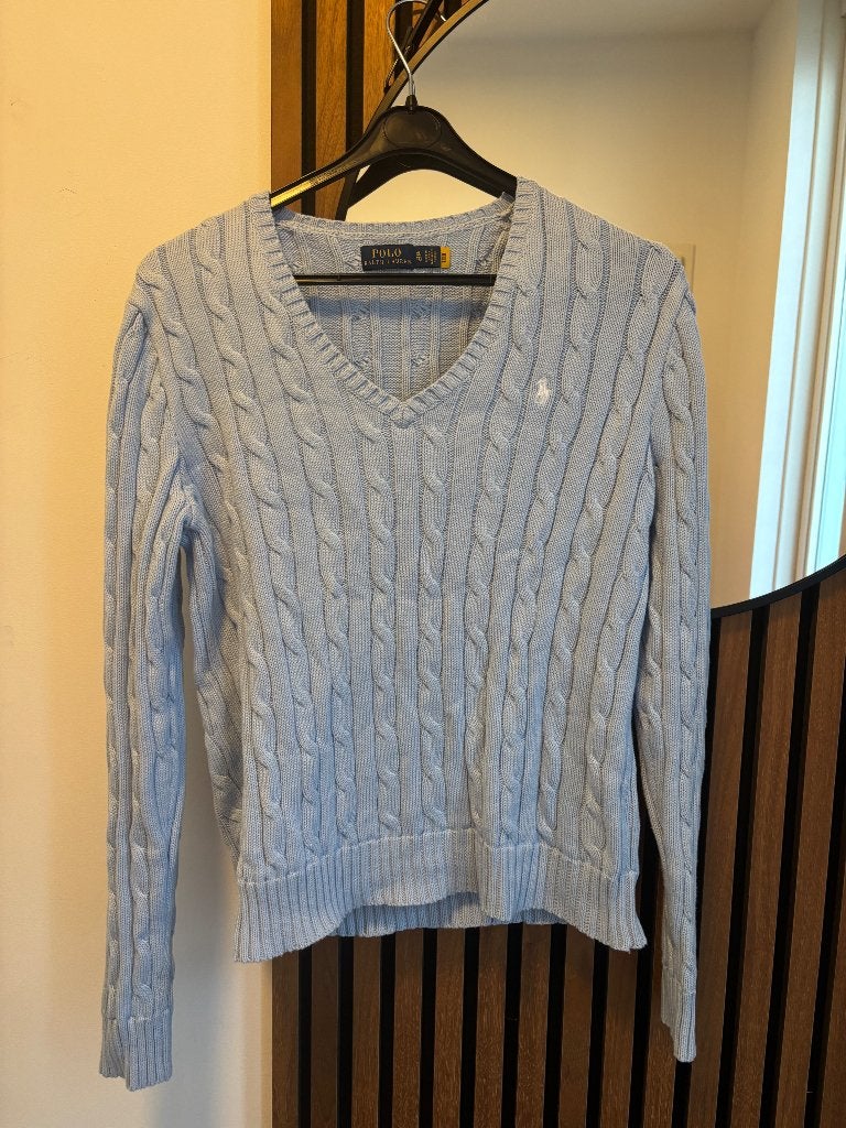 Licht blauwe trui met Vhals van Ralph Lauren, Ophalen of Verzenden, Zo goed als nieuw