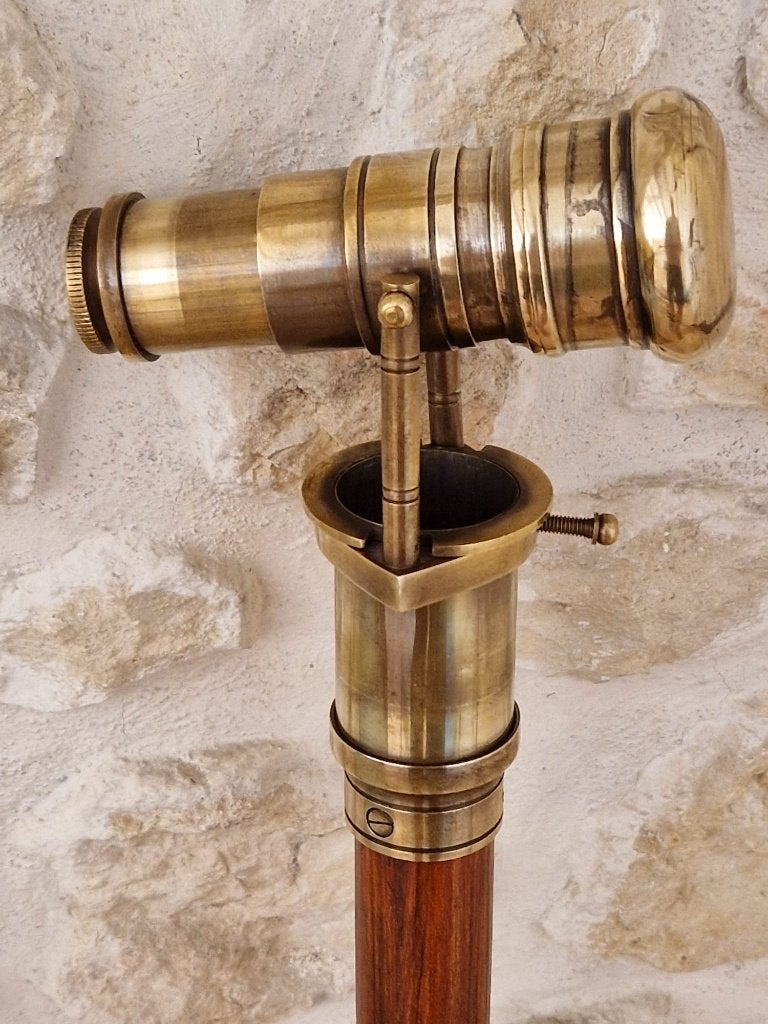 Vintage wandelstok met geïntegreerde verrekijker, Ophalen of Verzenden, Verstelbaar, Gebruikt