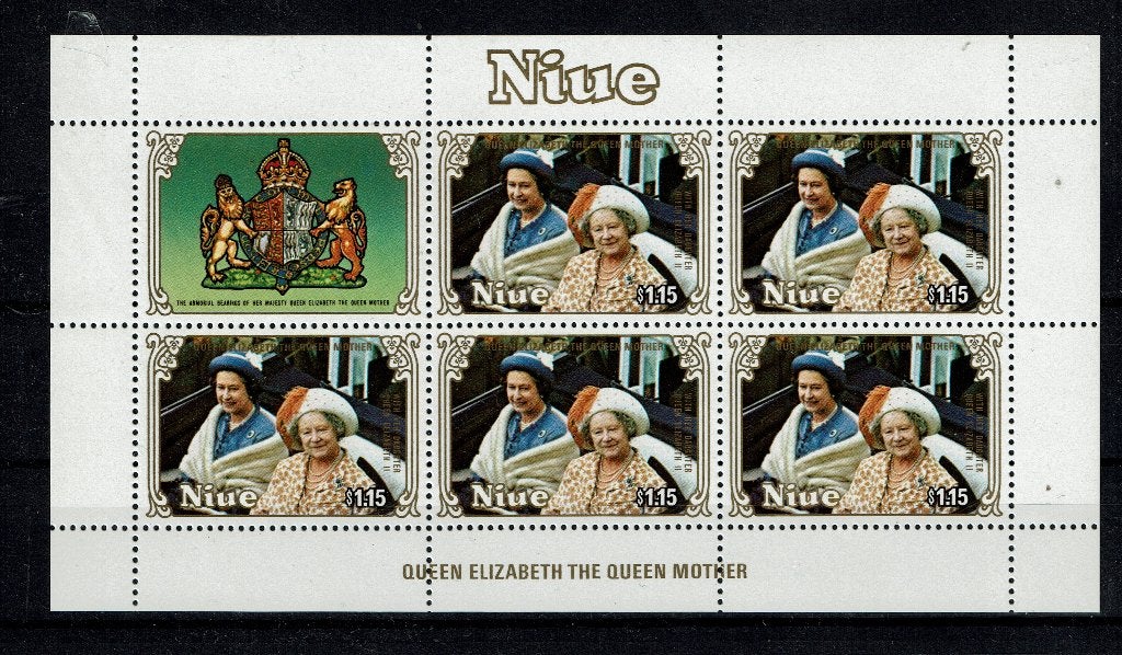 NIUE 1985 PF BLOK QUEEN MOTHER ELIZABETH ROYALTY KONINGSHUIS, Ophalen of Verzenden, Postfris, Koningshuis