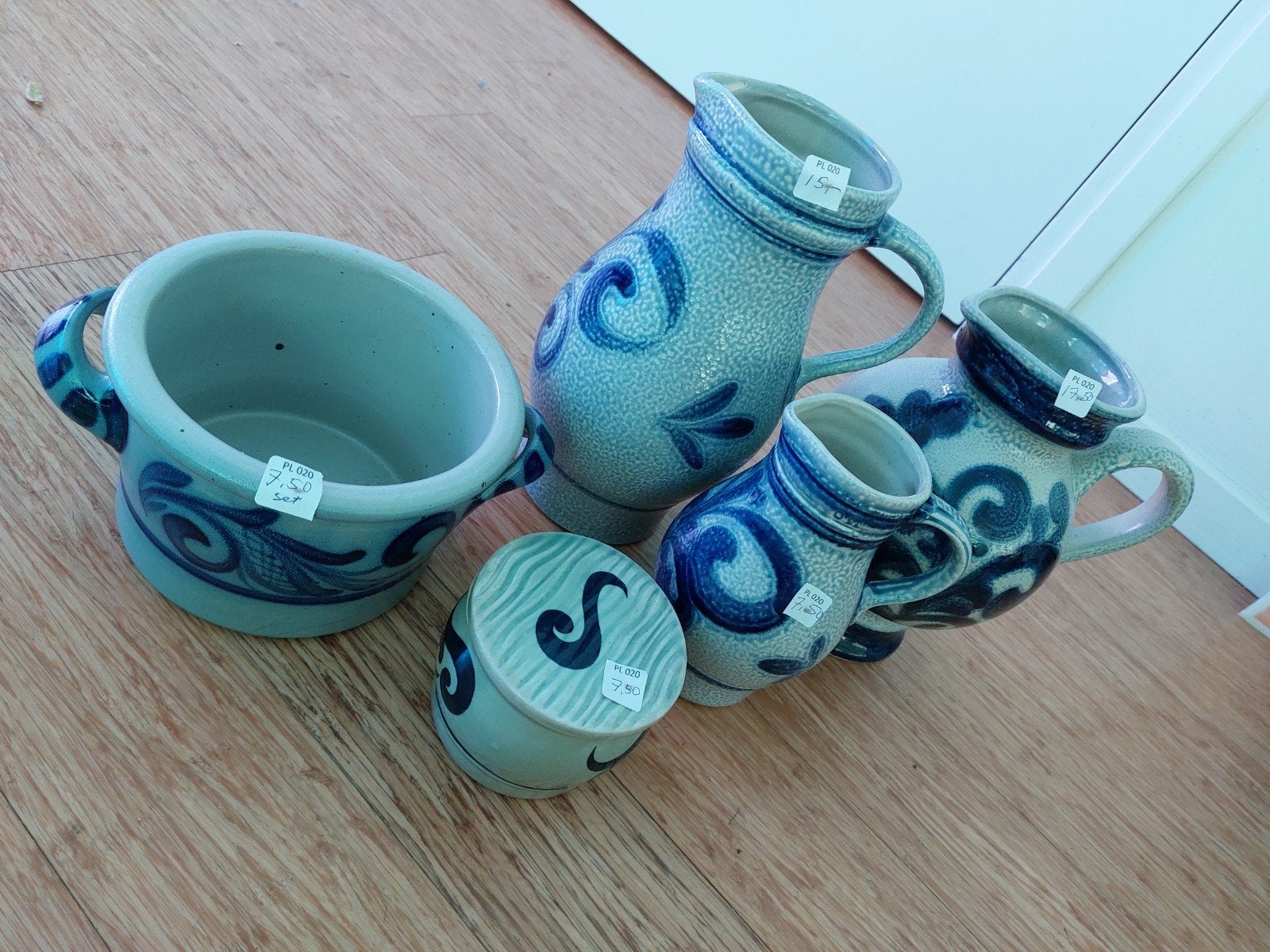 Vintage Jasba Keramiek en 'Keulse potten'  Blauw/Grijs, Ophalen