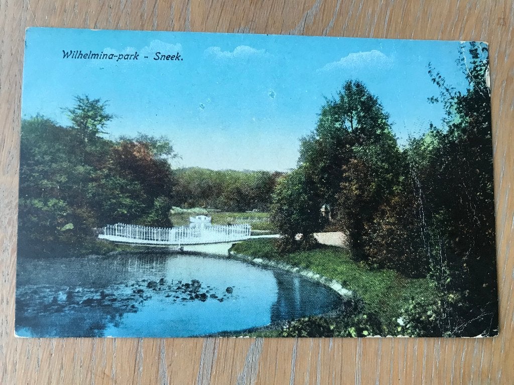 Nederland, Gelopen ansichtkaart Wilhelmina Park Sneek 1920, Ophalen of Verzenden, Voor 1920, Gelopen, Friesland