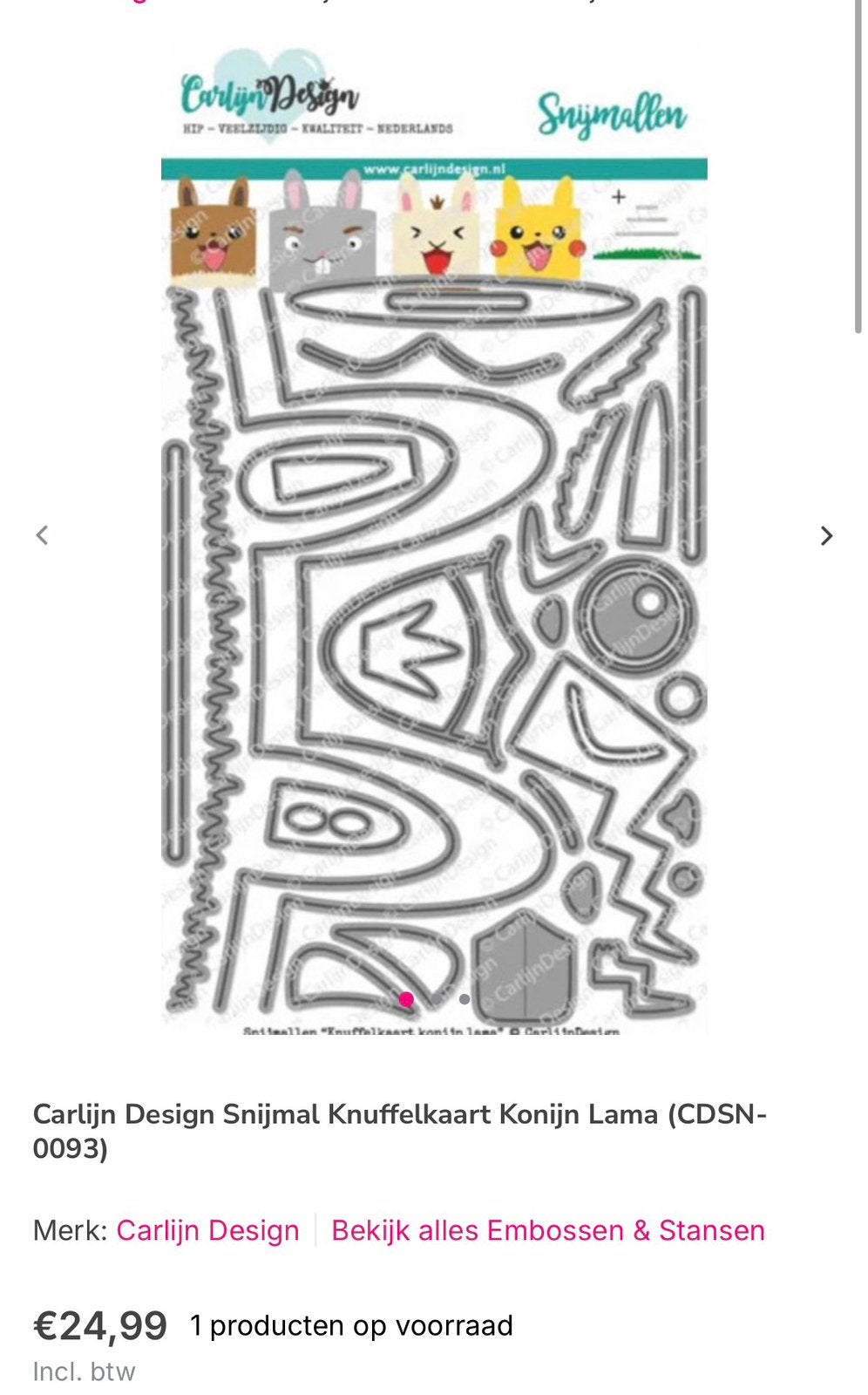 Carlijn design snijmal konijn lama, Ophalen of Verzenden, Zo goed als nieuw, Overige thema's, Pons of Mal